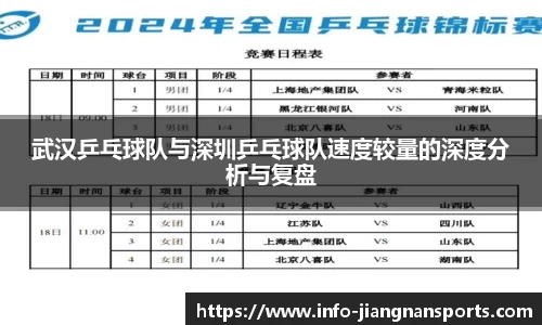 武汉乒乓球队与深圳乒乓球队速度较量的深度分析与复盘